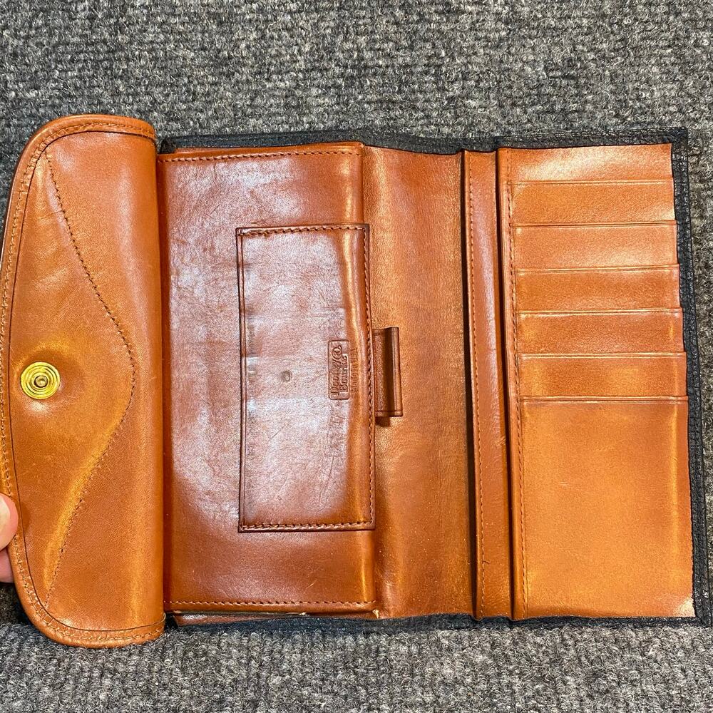 Vintage Dooney Bourke All Weather Leather Checkbook Organizer Wallet Black Brown - Picture 5 of 8